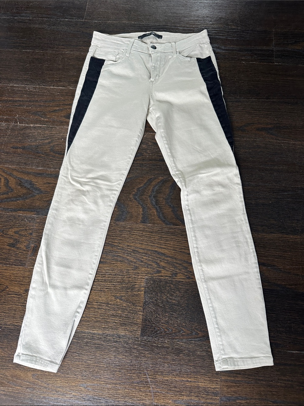 Joes Cream Skinny Jeans with Black Side Panels